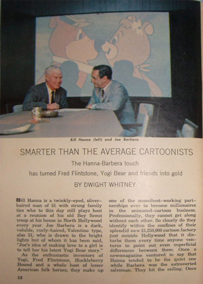 Picture and start of interview, Bill Hanna-Joe Barbera